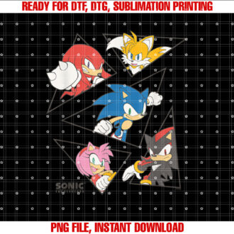Sonic The Hedgehog Main Characters Triangle Portraits Retro T-shirt