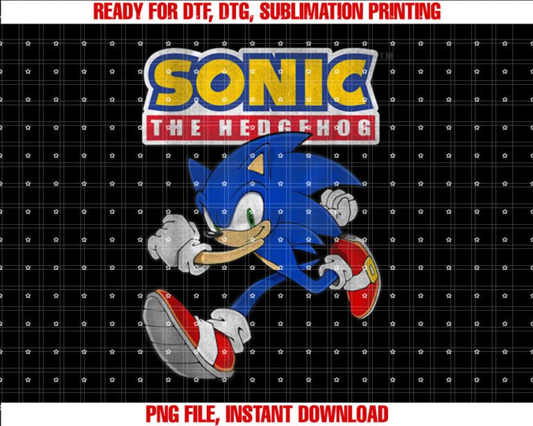 Sonic The Hedgehog Running Sonic Cool Portrait Vintage T-shirt
