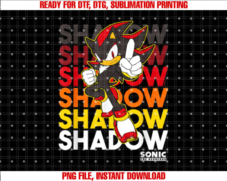 Sonic The Hedgehog Shadow Stacked Text Cool T-shirt