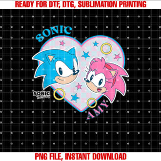 Sonic The Hedgehog Sonic Amy Heart Shaped Portrait Retro T-shirt