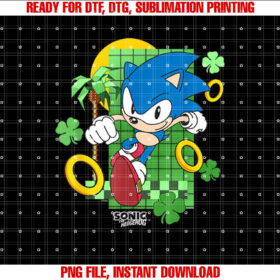 Sonic the Hedgehog St Patricks Day Running Through Clovers T-shirt