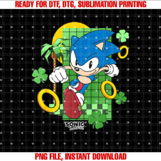 Sonic The Hedgehog St Patricks Day Running Through Clovers T-shirt