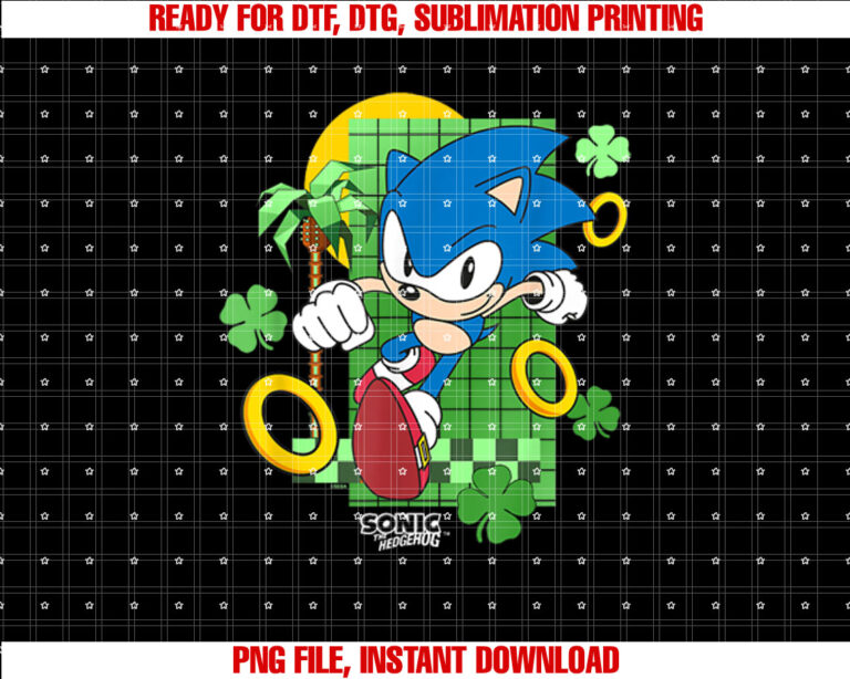 Sonic The Hedgehog St Patricks Day Running Through Clovers T-shirt