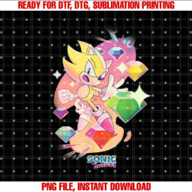 Sonic the Hedgehog Super Sonic Chaos Emeralds Vintage T-shirt