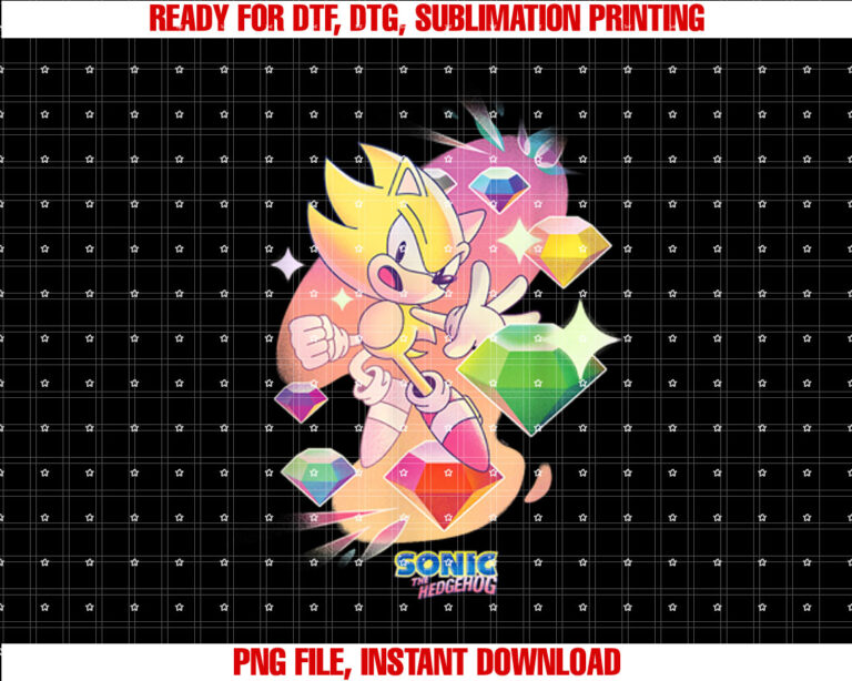 Sonic The Hedgehog Super Sonic Chaos Emeralds Vintage T-shirt