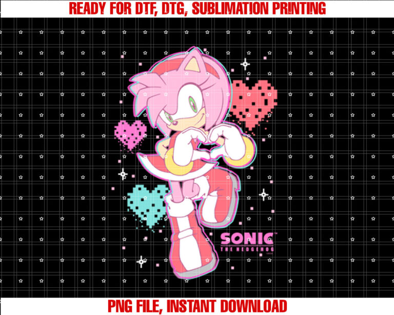 Sonic The Hedgehog Valentines Day Cute Amy Rose Retro T-shirt