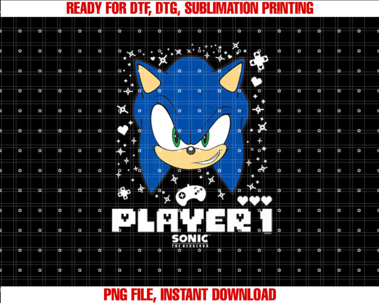 Sonic The Hedgehog Valentines Day Player 1 Sonic Big Face T-shirt