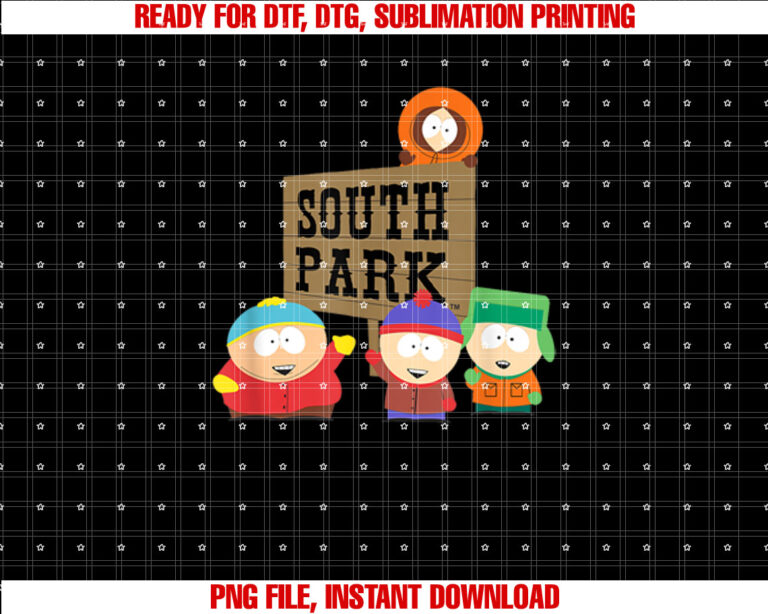 South Park Gang with Sign T-shirt