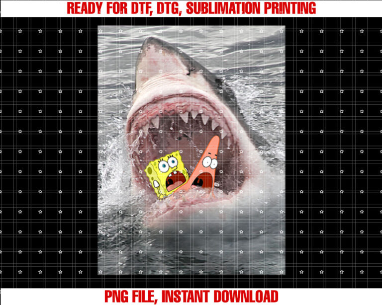 Spongebob Squarepants Shark Attack Humorous T-shirt