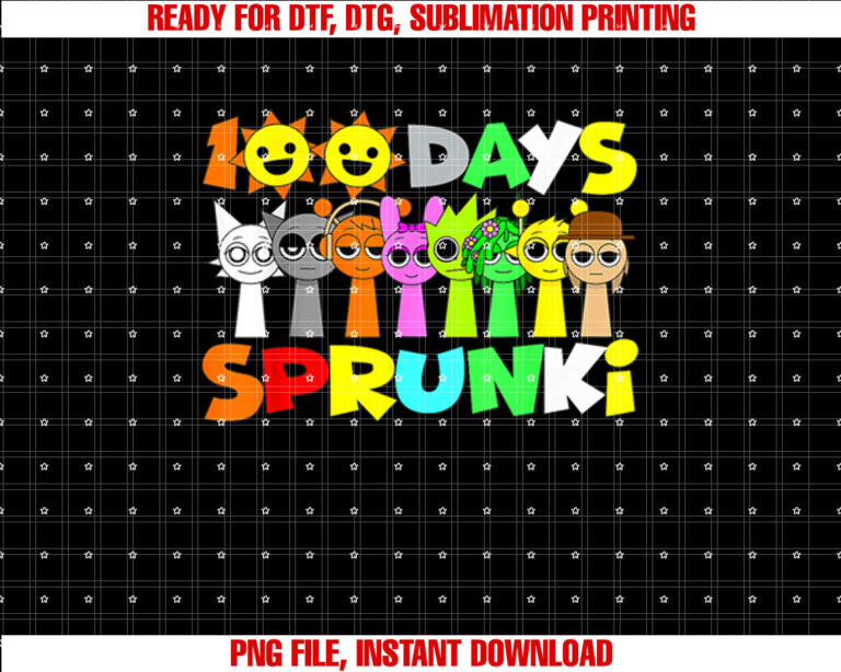 Sprunki 100 Days Of School 2025 Toys For Boys Girls Kids T-shirt