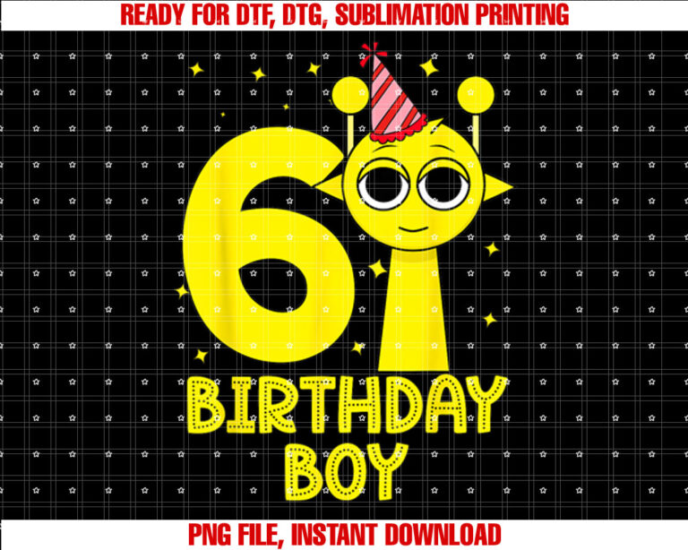 Sprunki kids 6th birthday Boy birthday Sprunki birthday T-shirt