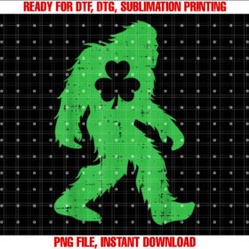 St Patricks Day Bigfoot Sasquatch Shamrock Men Women Kids T-shirt
