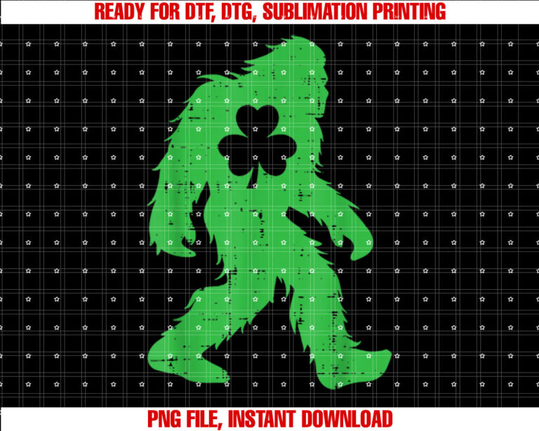 St Patricks Day Bigfoot Sasquatch Shamrock Men Women Kids T-shirt
