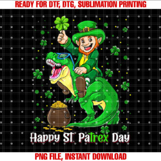 St Patricks Day Leprechaun Riding Dino T Rex Boys T-shirt