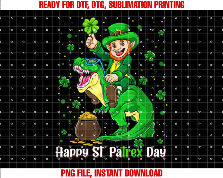St Patricks Day Leprechaun Riding Dino T Rex Boys T-shirt
