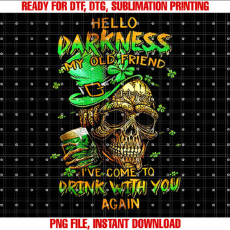 St Patricks Day Skull Hello Darkness My Old Friend T-shirt