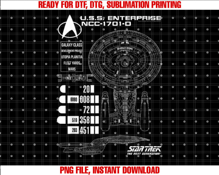 Star Trek The Next Generation USS Enterprise Chart T-shirt