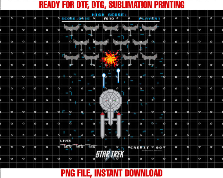 Star Trek The Original Series Pixel Space Battle T-shirt