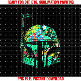 Star Wars Boba Fett Helmet Tropical Flower Fill T-shirt