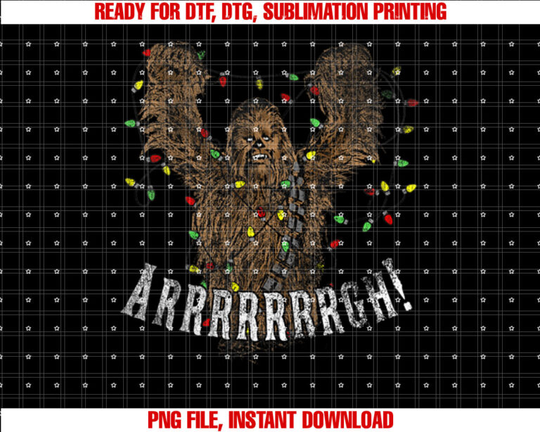 Star Wars Chewbacca Roar Christmas Lights Distressed Disney T-shirt