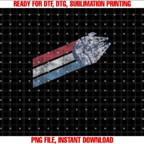 Star Wars Classic Americana Stripes Millennium Falcon Shot T-shirt