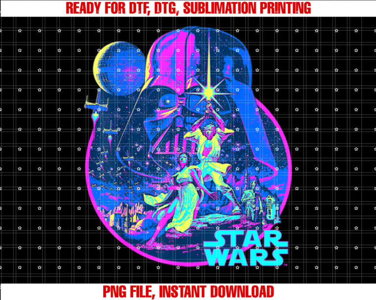 Star Wars Classic Bright Neon Art Disney T-shirt