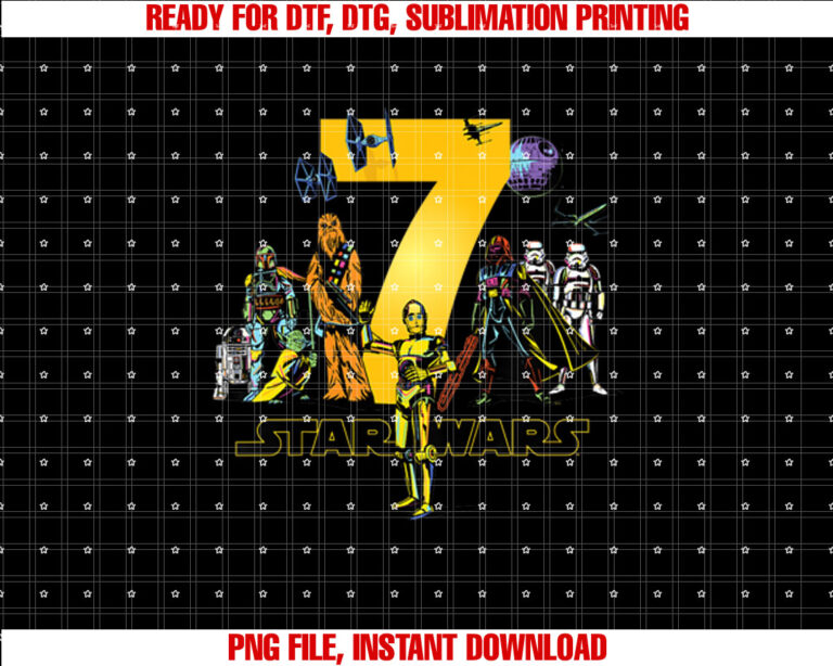 Star Wars Classic Characters Seventh Birthday 7 Years Old T-shirt