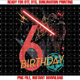 Star Wars Darth Vader 6th Birthday Abstract Background T-shirt