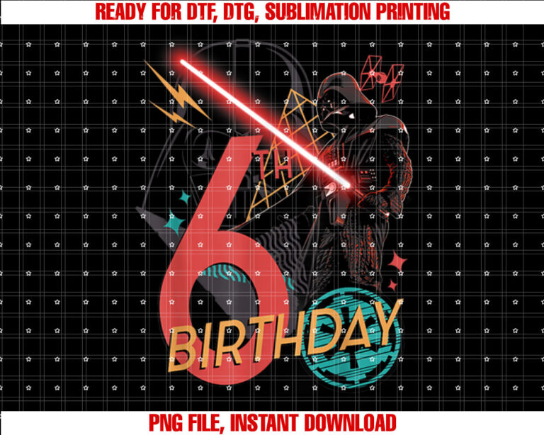 Star Wars Darth Vader 6th Birthday Abstract Background T-shirt