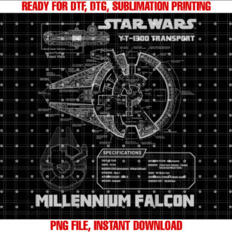 Star Wars Millennium Falcon Grey Schematics Graphic T-shirt