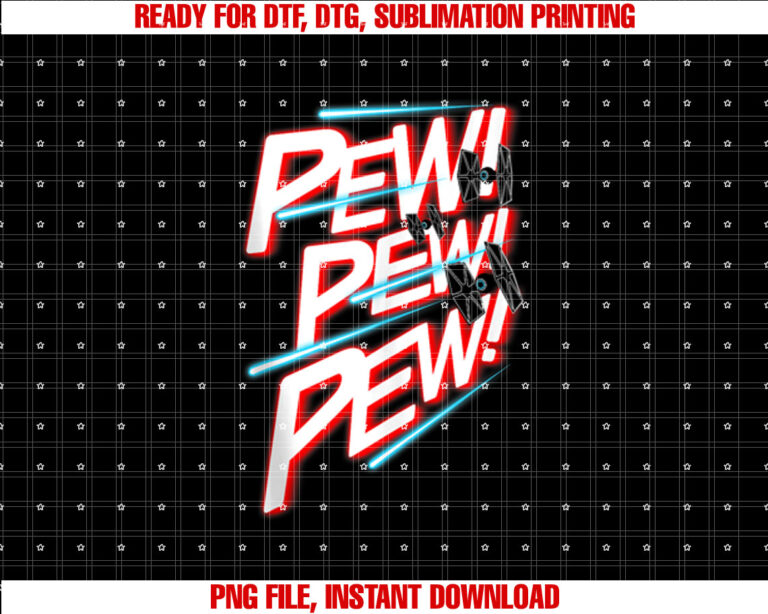 Star Wars Pew Pew Tie Fighter Outline Text T-shirt