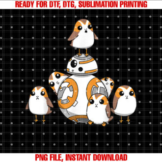 Star Wars Porgs Having Fun With BB8 Portrait T-shirt