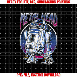 Star Wars R2D2 Metal Head Circle Portrait T-shirt