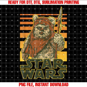 Star Wars Wicket Retro Ewok Sunset Halftone Graphic T-shirt