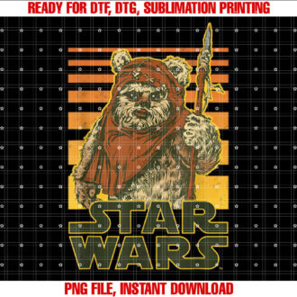 Star Wars Wicket Retro Ewok Sunset Halftone Graphic T-shirt