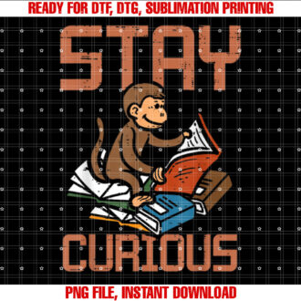 Stay Curious Monkey Reading Funny Book Lover Bookworm Kids T-shirt