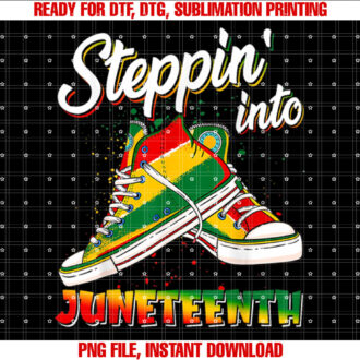 Stepping Into Juneteenth Afro Woman Girls Sneakers Men T-shirt