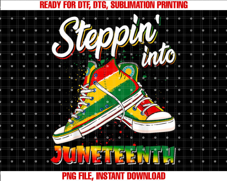 Stepping Into Juneteenth Afro Woman Girls Sneakers Men T-shirt