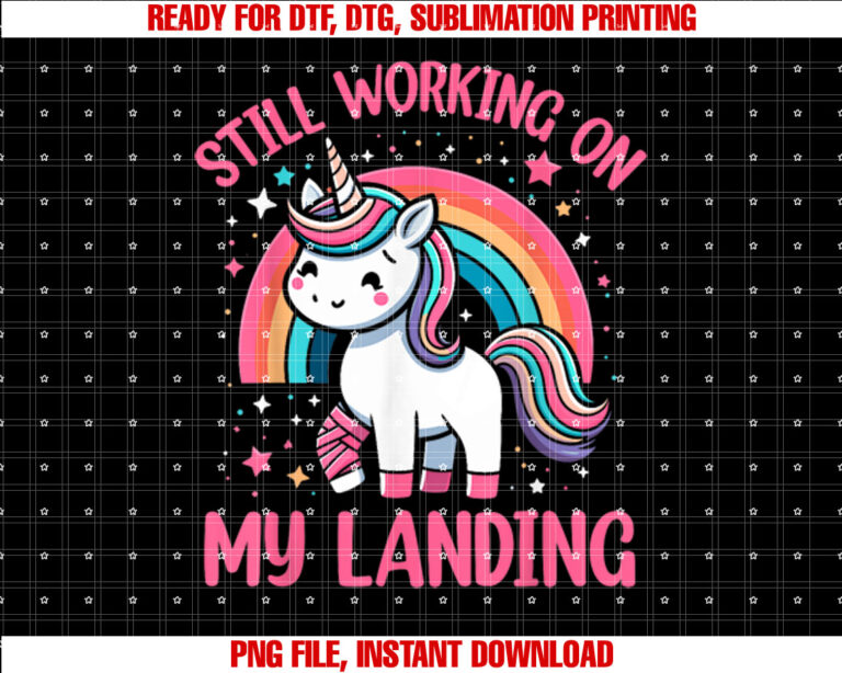 Still Working On My Landing Injury Broken Arm Cute Unicorn T-shirt