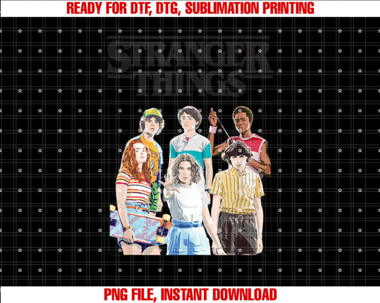 Stranger Things Vintage Eighties Retro Group Shot Title T-shirt