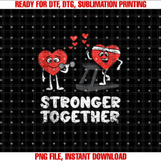 Stronger Together Valentines Day Heart Workout Fitness Gym T-shirt