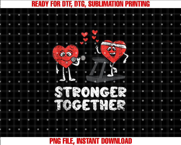 Stronger Together Valentines Day Heart Workout Fitness Gym T-shirt
