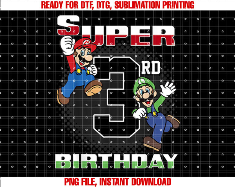 Super Mario And Luigi Super Birthday 3rd Birthday Portrait T-shirt