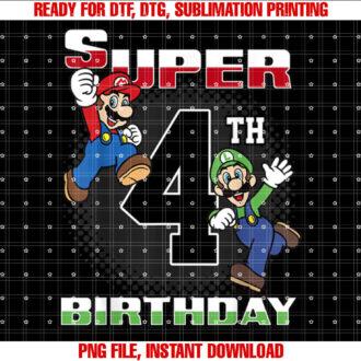 Super Mario And Luigi Super Birthday 4th Birthday Portrait T-shirt