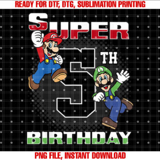 Super Mario And Luigi Super Birthday 5th Birthday Portrait T-shirt