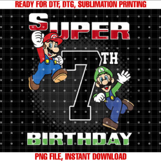 Super Mario And Luigi Super Birthday 7th Birthday Portrait T-shirt