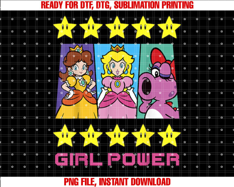 Super Mario Daisy Peach Birdo Girl Power T-shirt