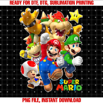 Super Mario Group Shot With Bowser 3D T-shirt