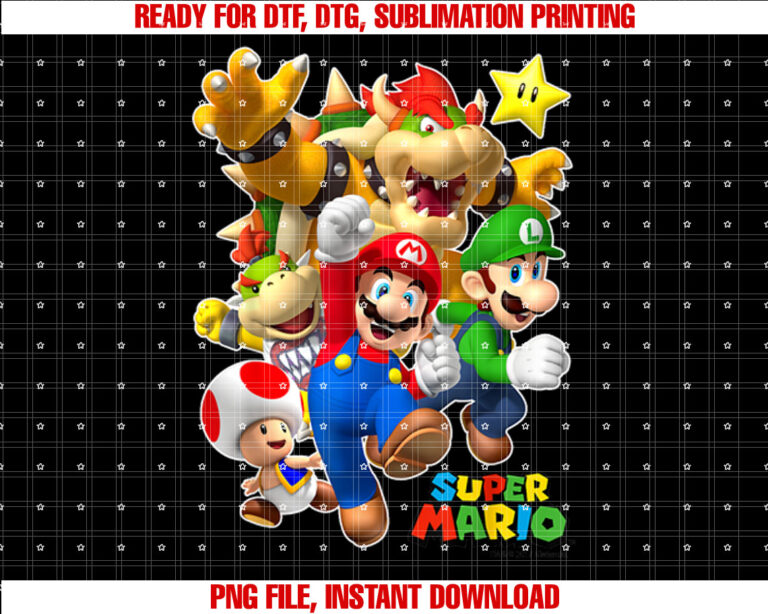 Super Mario Group Shot With Bowser 3D T-shirt