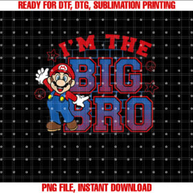 Super Mario Im the Big Bro Portrait Text T-shirt